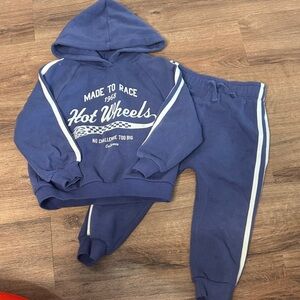 Boys Hot Wheels Blue Hoodie & Jogger Set